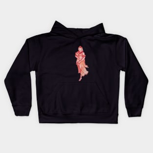 Monochrome red woman figure illustration Kids Hoodie